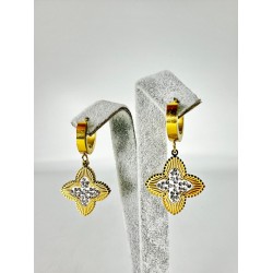 Gold Taşlı Yıldız Detaylı Küpe